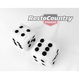 Novelty Fluffy Dice Pair WHITE QUALITY - Mirror Car Truck 4wd fuzzy accessory