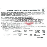 Holden V8 Emission Decal LX Torana HZ + VB 4.2 Litre 253 sticker label timing