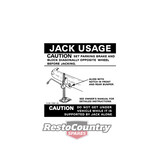 Ford Jack Usage Decal XB Spare Wheel Caution  sticker  label  rim