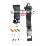 Holden / Ford LAP SASH Seat Belt x1 BLACK Adjustable Web Stalk