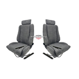 Sport Seats x2 GREY STRIPED w/ Lumbar Support + Twin Adjust + Sliders