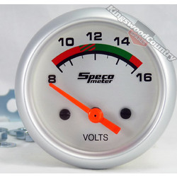 Speco 2" 8 - 16 Volt Gauge Electical Voltmeter Volts White Auto GENUINE