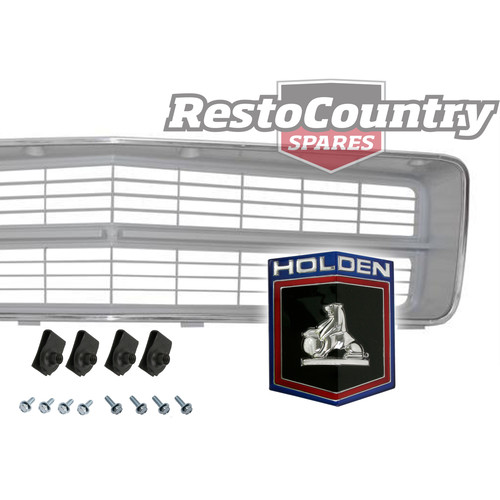 Holden HQ SILVER Grille + Badge insert + Moulding + Screw kit Belmont Kingswood 