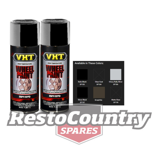 VHT High Temperature Spray Paint WHEEL SATIN BLACK x2 centre caps covers