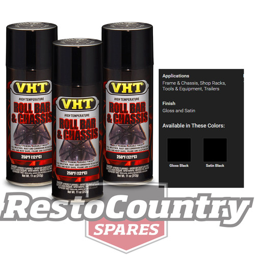VHT High Temperature Spray Paint ROLL BAR + CHASSIS GLOSS BLACK x3 rollbar