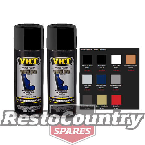 VHT VINYL Spray Paint VINYL DYE BLACK SATIN x2 seat plastic carpet dash trim