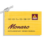 Holden Supplementary Owners Manual HK Monaro book 