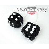 Novelty Fluffy Dice Pair BLACK QUALITY - Mirror Car Truck 4wd fuzzy accessory