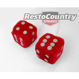 Novelty Fluffy Dice Pair RED QUALITY - Mirror Car Truck 4wd fuzzy accessory