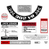 Ford Decal Kit XB ZG 302 V8 With Small Air Cleaner sticker jack motorcraft