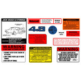 Ford Decal Kit XD ZJ 4.9 V8 jack motorcraft warning sticker label 