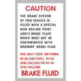 Ford Brake Fluid Decal XR XT GT ZA ZB Falcon Fairlane caution sicker