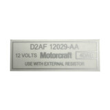 Ford Coil Spring Decal XA ZF 12 Volts Motorcraft D2AF 2029-AA sticker label 