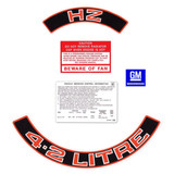 Holden HZ Engine Decals -4.2 LITRE HZ- Air Cleaner +Beware Fan +Emission Control