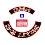 Holden 6Cyl Engine Bay Decal Kit Red "GMH" "3.3 Litre" HZ VB air cleaner sticker