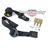 Rear Inertia Seat Belt Under Parcel Shelf Mount BLACK Adjustable Webb Buckle