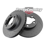 Ford Rear Disc Brake Rotor PAIR Slotted + Dimpled XB XC ZG ZH Anti-Rust Coating