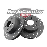 Ford Rear Disc Brake Rotor PAIR Slotted + Dimpled XE XF ZK ZL FD FE Sedan Wagon