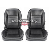 Autotecnica Retro Low Back Leather Seat PAIR- QUICK TILT BLACK May fit Ford/Holden