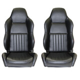Autotecnica Sport Seat Classic Black PU Leather PAIR May fit Holden/Ford