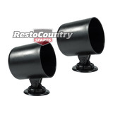 Speco 2 5/8 Black Plastic Gauge Pod PAIR + Mounting Kit holder cup dial