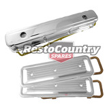 Holden 6 Cyl Chrome Rocker Cover + Side Plate Set Smooth Std Height 149 186 202