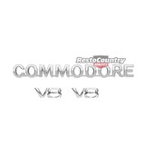 Holden "COMMODORE" Rear + "V8" Guard Badge Kit VS S2 Sedan Chrome / Silver boot 