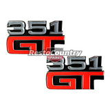 Ford '351 GT' Badge Pair - Fender / Guard x2 XA GT Sedan or Coupe emblem boot