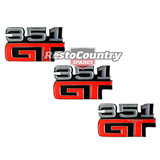 Ford '351 GT' Badge Kit x3 - Guard / Fender + Boot Panel XA GT Coupe emblem