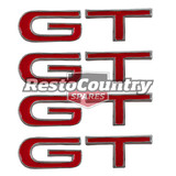 Suit Ford Large Red G T Letters Badge SET Pillar + Boot + Bonnet x4 XT GT