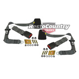 Inertia Reel Seat Belt PAIR Top Rear Parcel Shelf GREY 275mm Webb Buckle Holden