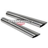 Stainless Steel Exhaust Tip PAIR POLISHED 1 3/4" I.D x 18" Long Suit Old School Cars