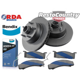 Ford Front Disc Brake Rotor + Bendix Pad Kit ZC ZD ZF ZG 60mm Outer Case - PBR