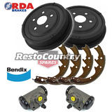 Ford Rear RDA DRUM Brake PAIR +BENDIX Shoes +Cylinders Set NEW XR XT XW XY XA XB