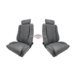 AUTOTECNICA Sport Seats PAIR GREY STRIPED w/ Lumbar Support + Twin Adjust