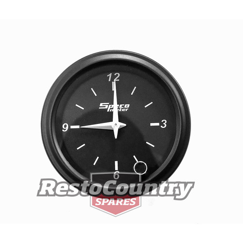 Speco 2 inch Black Analog Clock - 12 Volt Gauge WITH LOGO instrument time 