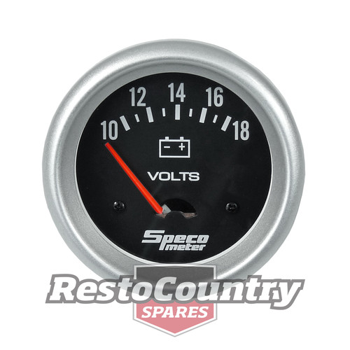 Speco 2 5/8 Voltmeter / Volts Gauge 10-18V Black Performance Series NEW battery