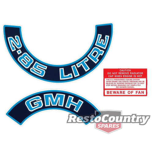 Holden Commodore 6cyl Engine Decal Sticker -GMH 2.85 LITRE- HZ WB VB VC VH Blue 