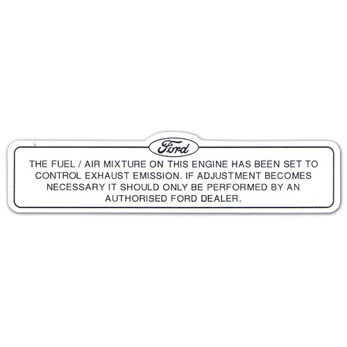 Ford Dual Exhaust Emission Control Decal  XA XB sticker label system 