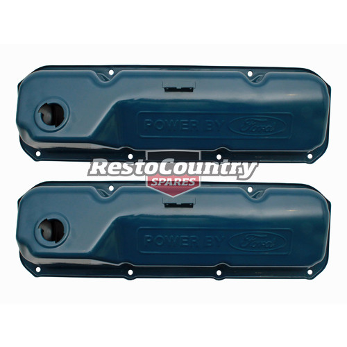 Ford 'POWER BY FORD' Rocker Covers PAIR XW XY XA 'D' Block Cleveland
