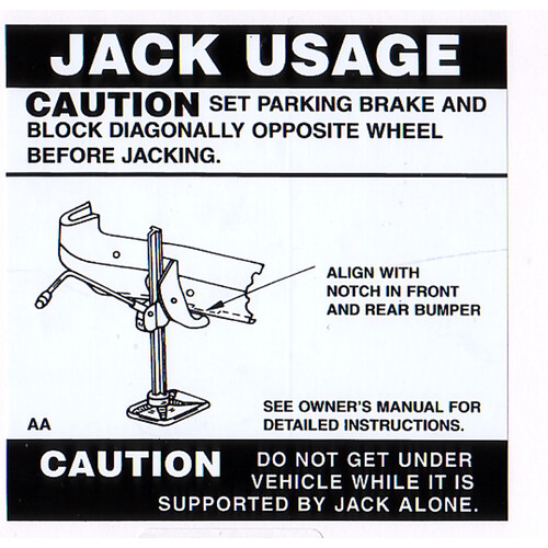 Ford Jack Usage Decal XA Spare Wheel Caution  sticker  label  rim