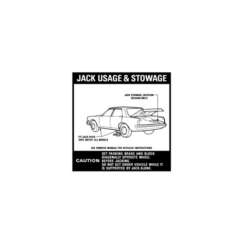Ford Jack Usage Decal XD Falcon spare wheel stowage caution sticker 