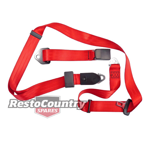 Holden / Ford LAP SASH Seat Belt x1 RED Adjustable Web Stalk