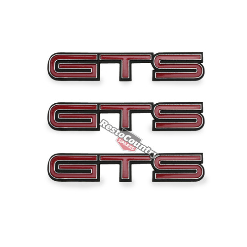 Holden HQ Red 'GTS' Badge Kit x3  Guard + Boot Metal fender emblem