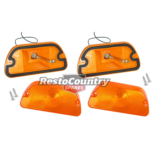 Holden Torana Front Indicator Assembly x2 Lens + Body Amber LH LX Left + Right
