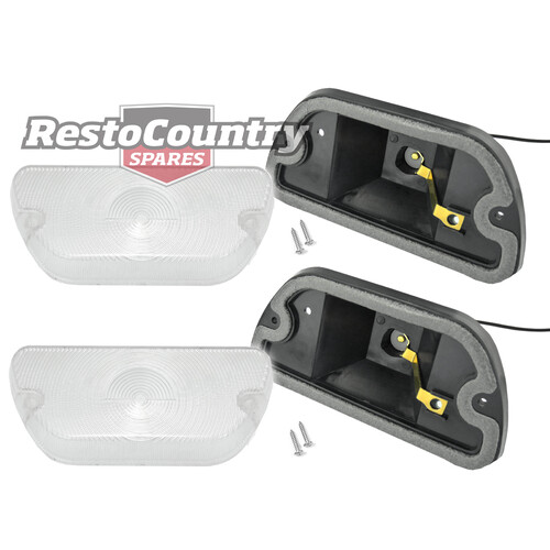 Holden Torana CLEAR Front Indicator Assembly x2 Lens + Body LH LX Left + Right