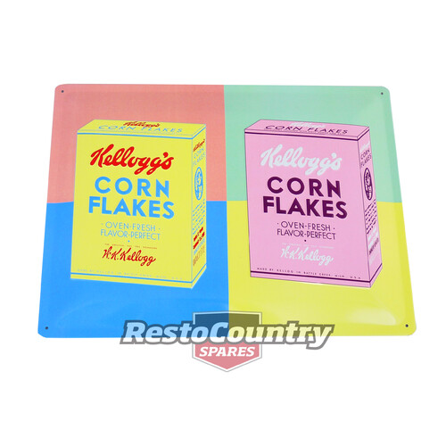 Kelloggs Packaging Pop Art Embossed Retro Tin Sign 30x40 shed cereal corn flakes