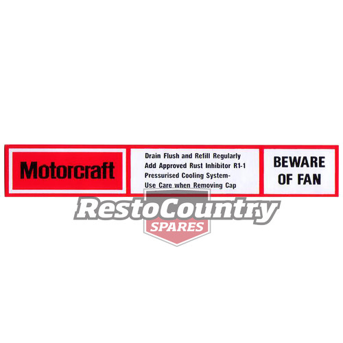 Suit Ford 'Beware of Fan' Decal Radiator Support Panel XC XD XE ZH ZJ ZK shroud