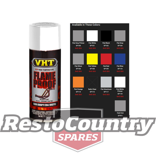 VHT High Temperature Spray Paint FLAMEPROOF FLAT WHITE. Exhaust engine flame proof