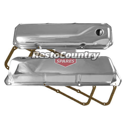 Ford V8 Chrome Rocker Covers + Gaskets Set Pair Standard Height 302 351 Cleveland